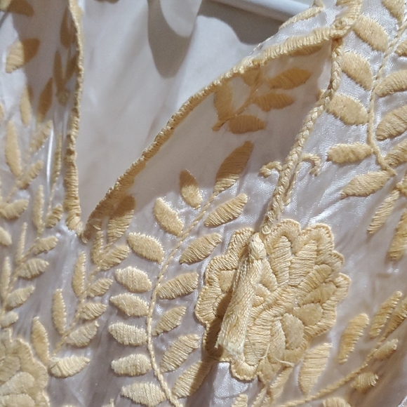 Elegant Cream Floral Embroidered Women's Top - Picture 3 of 8